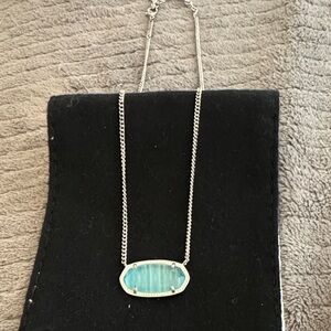 Kendra Scott Silver Necklace with Teal Pendant
